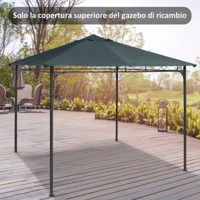 Outsunny Tetto di Ricambio per Gazebo 3x3 m con 8 Fori Grigio