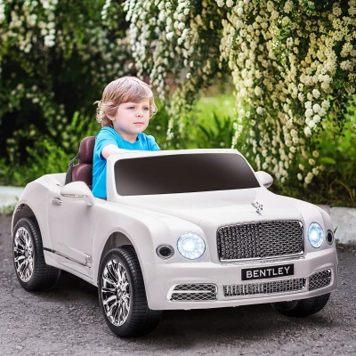 HOMCOM Bentley Mulsanne Kids Electric Car Remote Control White