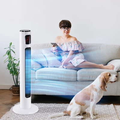 HOMCOM Ventilatore a Torre 45W con Telecomando Nero Bianco