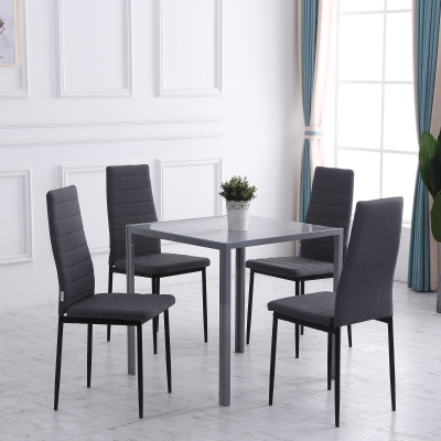 HOMCOM High Back Dining Chairs Set of 4 Grey