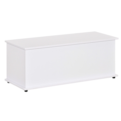 HOMCOM Baúl de Almacenamiento de Madera Taburete para Almacenaje con Tapa para Dormitorio Salón Carga Max. 120 kg 100x40x40 cm Blanco