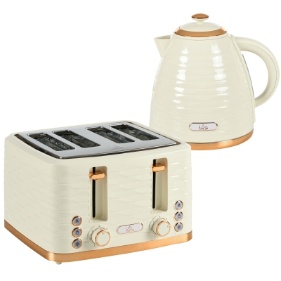 HOMCOM 3000W Kettle & Toaster Set 1.7L Beige