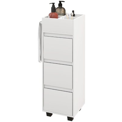 HOMCOM Meuble Salle de Bain 4 Compartiments 3 Tiroirs Blanc