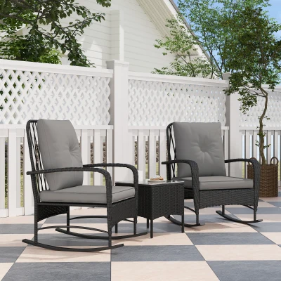 Rattan Bistro Set 74W x 80D x 98Hcm Black