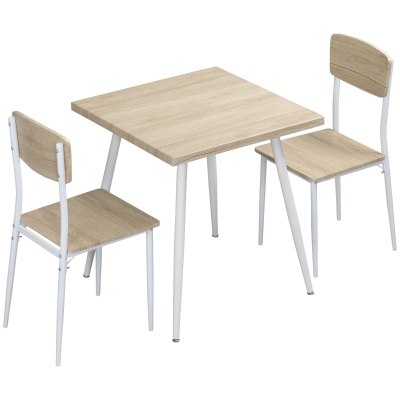 HOMCOM Ensemble Table Carrée 3 Pièces MDF Métal Blanc