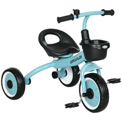 AIYAPLAY Tricycle Enfant 2-5 Ans Sonnette Panier Bleu
