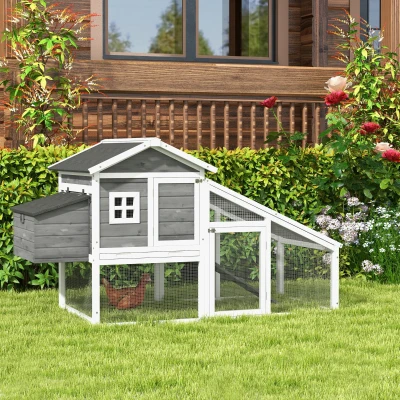 PawHut Pollaio da Giardino Prefabbricato in Legno 178x95x100 cm