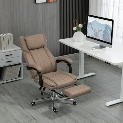 Vinsetto Silla de Oficina Reclinable y Giratoria  con 6 Puntos de Masaje Vibratorio con Mando de Control 65x61x108-118 cm Marrón