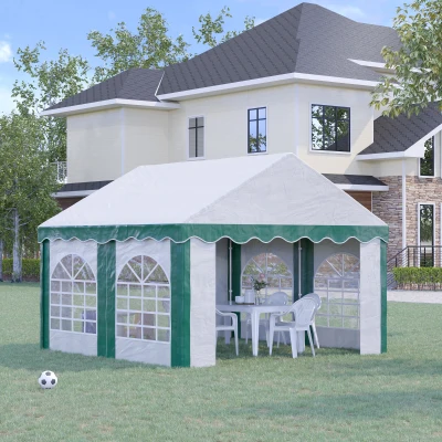Outsunny 4x4m Gazebo with Sides Galvanised Party Tent