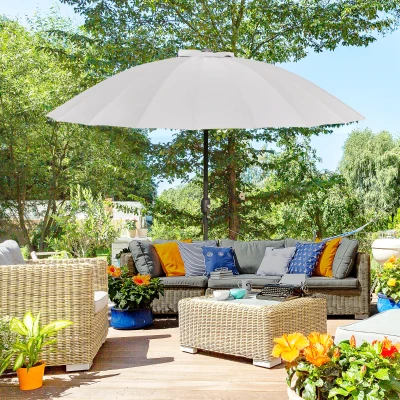 Outsunny Ombrellone da Giardino Ø2.5m a Manovella Grigio