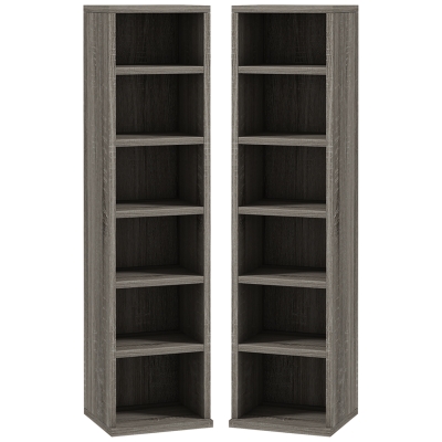 HOMCOM Lot 2 Étagères Rangement CD-DVD 12 Compartiments Gris