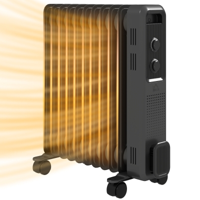 HOMCOM 2500W Portable Oil Filled Radiator 11 Fin Grey