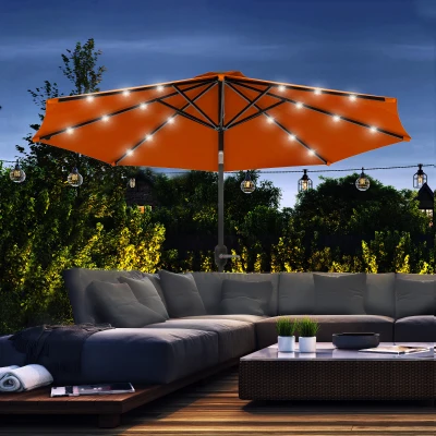 Outsunny 2.7m Patio Umbrella Parasol with LEDs Orange