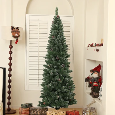 HOMCOM Albero di Natale Innevato Alto 180cm con 618 Rami e Pigne