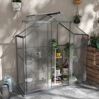 Outsunny Walk-In Greenhouse Dark Grey 6x2.5ft