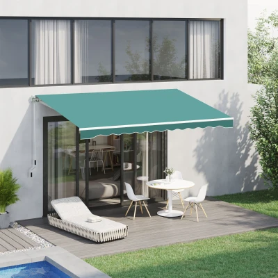 Outsunny Store Manuel Rétractable Vert 3,5x2,5m Polyester