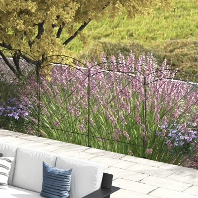 Outsunny Garden Fencing 43in x 11.4ft Steel Swirls