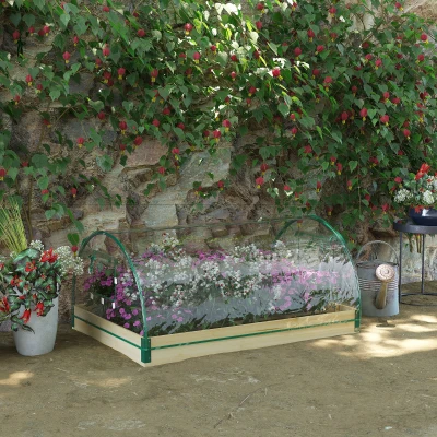 Outsunny Raised Bed Wooden Planter Box 115x80cm Natural Wood