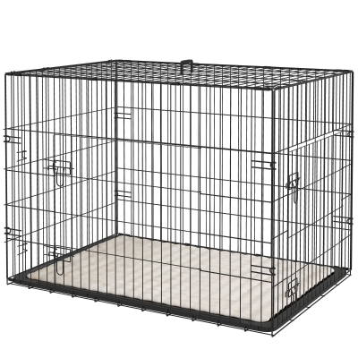PawHut Cage Pliante Chien 91x62x68cm avec Plateau et Coussin Noir