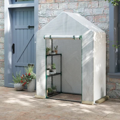 Outsunny Serra da giardino 143cm x 73cm x 195cm Bianco
