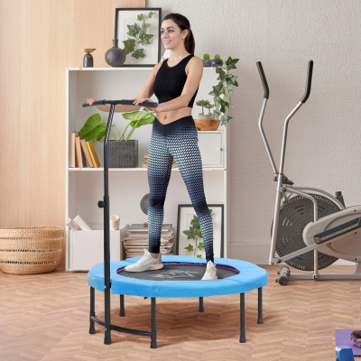 HOMCOM 40'' Trampoline Mini Jumper Adjustable Handle Blue