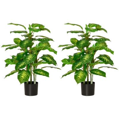 HOMCOM 2 PCs Artificial Evergreen Tree Indoor Outdoor Green