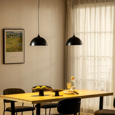 HOMCOM Lampada a Sospensione Moderna Set 2pz ad Altezza Regolabile