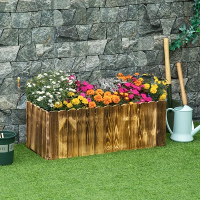 Outsunny Fioriera da Giardino Rettangolare in Legno di Abete