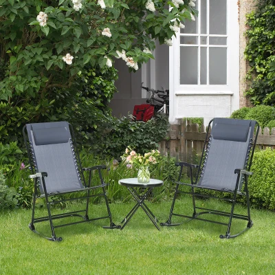 Outsunny Set tavolino e sedie 68cm x 90cm x 106cm Nero