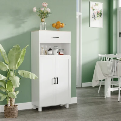 HOMCOM Nordic Kitchen Cupboard Storage Cabinet 130cm White