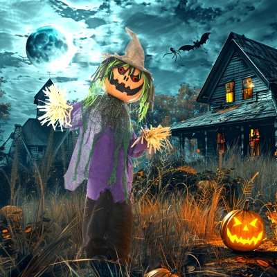 HOMCOM 114cm Pumpkin Halloween Animatronic Decoration