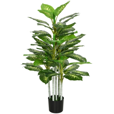 HOMCOM Plante Artificielle Calathea 120cm Pot Ciment Extérieur