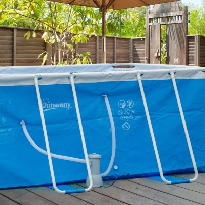 Outsunny Depuradora de Filtro 3785 L/h  para Piscina hasta 18.000 L Bomba de Filtro con Mangueras de 32 mm Ø18x34,5 cm Blanco