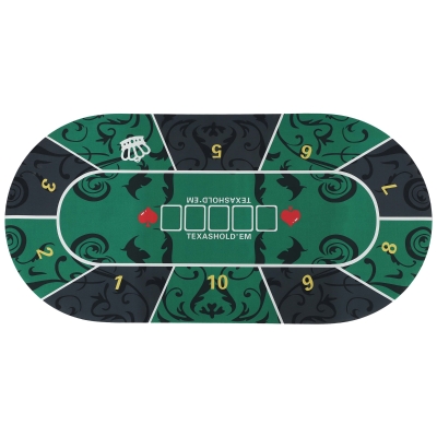 SPORTNOW Tapis de Poker 10 Joueurs 180x90cm Vert Noir