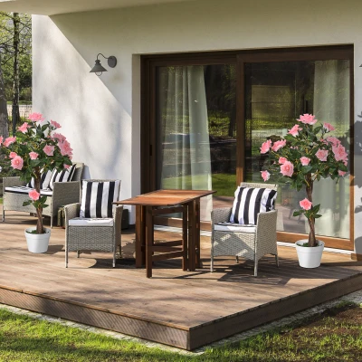 Outsunny Set of 2 Pink Rose Artificial Plants 90cm