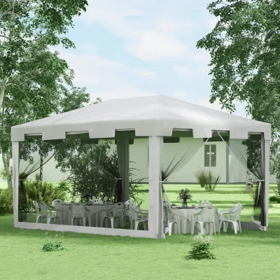 Outsunny Gazebo da Giardino 4x3 m Bianco e Nero