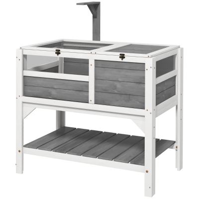 PawHut Maison Tortue Bois avec Rangement 84x51x103cm