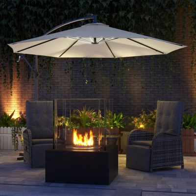 Outsunny 3m Offset Cantilever Parasol Solar LED Beige