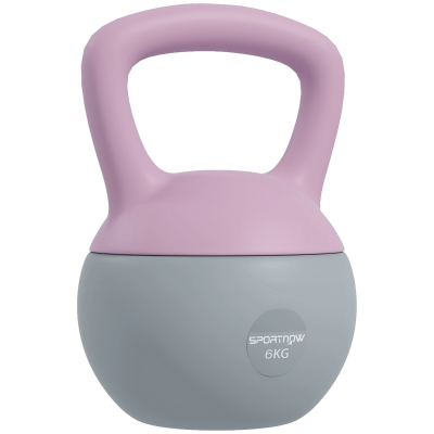 SPORTNOW 6KG Soft Kettlebell, Kettle Bell with Non-Slip Handle for Home Gym, Weight Lifting, Strength Training, Purple/Grey