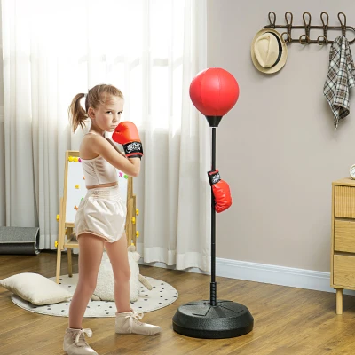 HOMCOM Punching Ball per Bambini 5-10 Anni Regolabile e Guantoni