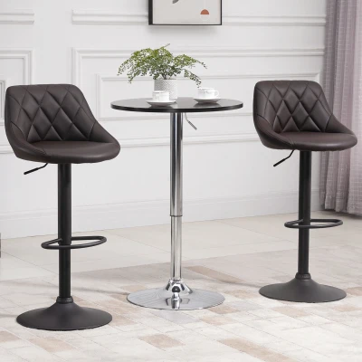 HOMCOM Set 2 Sgabelli da Bar 46cm x 48cm x 104cm Marrone