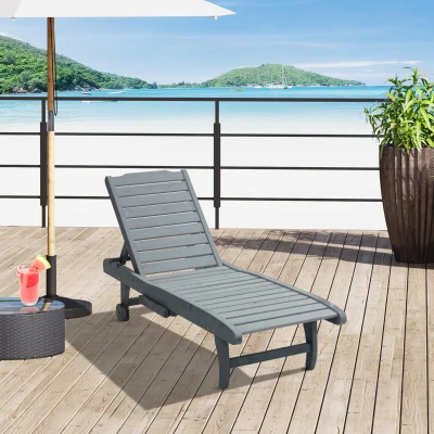 Sun Lounger 182cm x 60cm x 35cm Grey