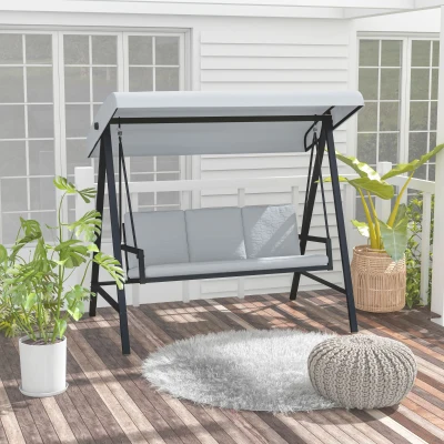 Outsunny Three-Seat Garden Swing Chair Grey