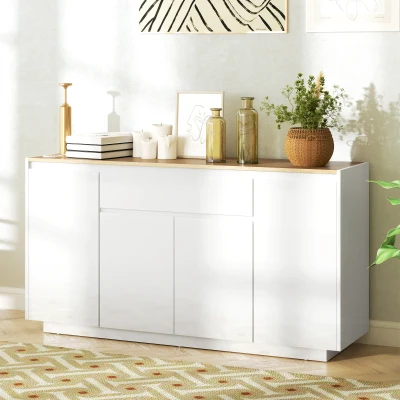 HOMCOM Credenza Cucina con Cassetto e 3 Armadietti Bianco