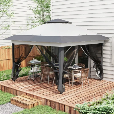 Outsunny Gazebo Pieghevole con Tende in Acciaio e Tessuto Oxford 3.6x3.6 m