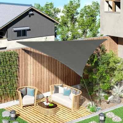 Outsunny Tenda da Sole Triangolare e Traspirante in HDPE Blu