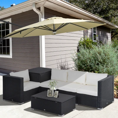 Outsunny Set mobile da giardino 70cm x 70cm x 66cm Crema