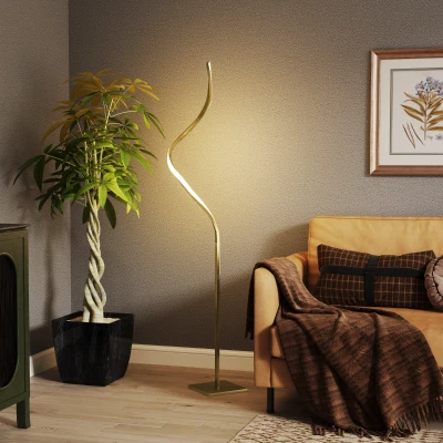 HOMCOM Lampada da Terra LED 3 Luminosità Interruttore Pedale Oro