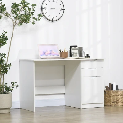 HOMCOM Computer Desk with Drawers 120x60cm White