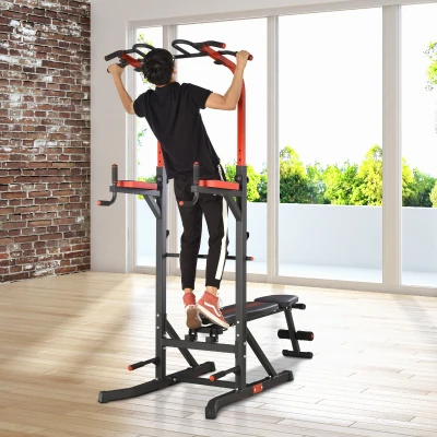 HOMCOM Stazione di allenamento 108cm x 178cm x 202-238cm Nero, Rosso